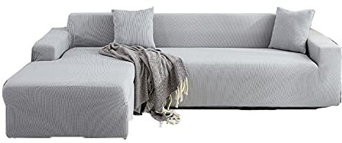 DFANCE Elastische Stretch Sofabezüge Bezug Eckcouch,Couchbezug L Form 1/2/3/4 Sitzer Ecksofa Elastisch Universal Couchbezug für Hunde Katze Elastische Jacquard Sofahusse,A,3 Seater 190~230cm