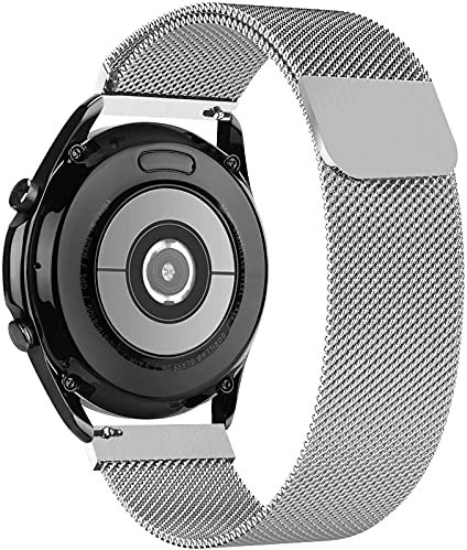 GBPOOT 20mm Armband Kompatibel Mit Samsung Galaxy Watch 6/5/5 Pro/4/4 Classic/Active/Active 2/3 41mm/42mm/Gear S2 Classic, Edelstahl Mesh Metall Uhrenarmband, Silber