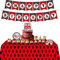 Ghberll Ladybug Party Supplies Girls Birthday Party Decoration Tableware Kit Included Banner Complete Party Supply Favor Pack Set for 8 Children Kids, Red (LPS-003)