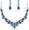 Ever Faith Wedding Bridal Crystal Teardrop Cluster Statement Necklace Dangle Earrings Jewellery Set for Women Sky Blue