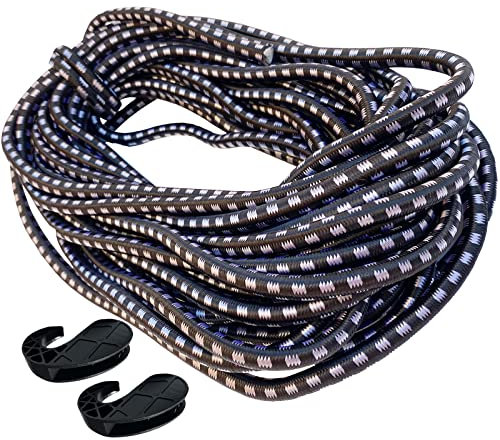 10 m Expanderseil Ø 8mm Schwarz mit 2 Haken Spann Schnur Seil Kordel