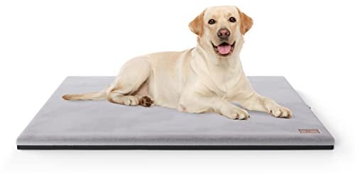 Knuffelwuff Orthopädische kuschelige Hundematte Berrith aus weichem Kaninchenfell-Imitat 120x85cm Grau - Hundekissen für große, mittelgroße und kleine Hunde - Für Zuhause, Auto, Wohnmobil, Wohnwagen