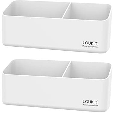 loukin Magnetischer und selbstklebender Markerhalter, trocken abwischbar, Zubehörablage, magnetischer Aufbewahrungs-Organizer für Whiteboards, Glas oder Kühlschränke, 2 Stück (weiß)