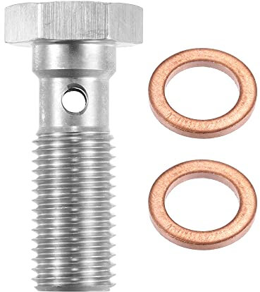 X AUTOHAUX 1pcs AN4 7/16-20 Turbo Brake Line Single Banjo Bolt 32mm Length
