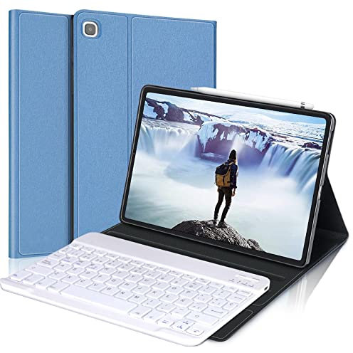 SENGBIRCH Custodia Tastiera per Samsung Galaxy Tab S6 Lite 10,4 2022/2020, Tastiera Bluetooth Italiano + Leggera Custodia Magnetica per Stilo, Cover Samsung Tablet S6 con Tastiera Wireless, Azzurro