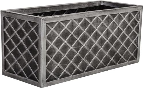 STORM TRADING GROUP Lazio Trough Pewter Planter (70cm) Grey Plastic Pot Outdoor Garden Boxes Long Large Summer Flower Pot Outdoors (1 Lazio Trough Planter)
