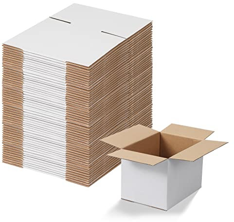 EYMPEU 40 Stück 17,8 x 12,7 x 12,7 cm Weiße Versandkarton, Kartons für kleine Gegenstände, Spielzeug, Schreibwaren und Weihnachtspäckchen