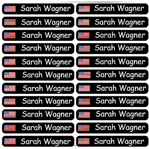 Nome Adesivi - Bambini - 46x7 mm 120 pezzi bandiera Stati Uniti d'America con testo desiderato - personalizzato - etichette nome - per giovani - azienda - università - scuola - bambini - asilo