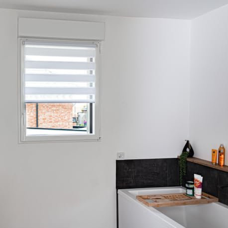 VOLET-MOUSTIQUAIRE.COM Store Jour Nuit L 52 cm x H 150 cm Blanc sans perçage