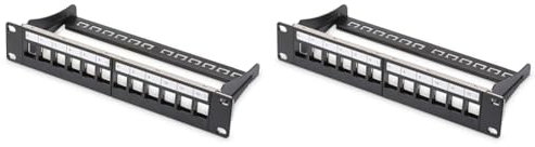 Digitus Professional DN de 91420 Panneau de Brassage modulaire blindé, 12 Ports, Blank, 1U, 254 mm, 25, 4 cm (10 Pouces) Rack Mount Noir (Lot de 2)