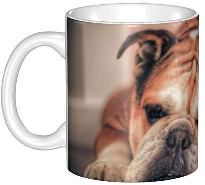 RFSHOP Tasse en céramique, tasse à café bouledogue anglais, tasse à thé amusante en céramique pour la maison et le bureau – 330 ml