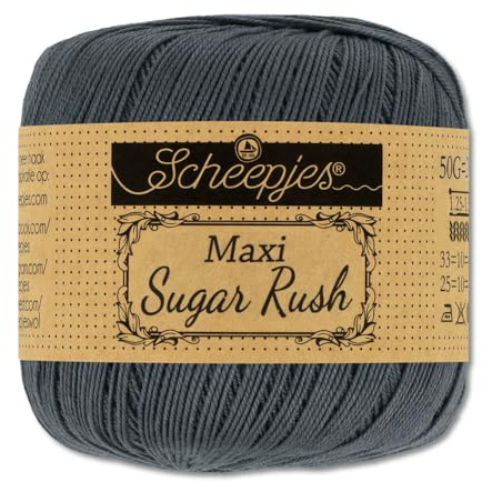 Frida's Wollhaus Scheepjes 50 g Maxi Sugar Rush Crochet Yarn Filet Crochet Cotton 87 Colours (393 | Charcoal)