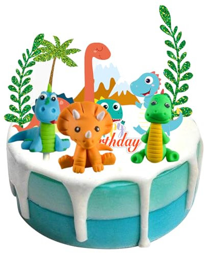 NyaSaa Dinosaur Cake Toppers - 10PCS 3D Dinosaur Cake Decorations for Boy Girl Kids Birthday Party