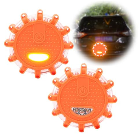 Liuer 2PCS Luz Emergencia Coche,Luces de Emergencia LED,Luces LED de Advertancia,9 Modos de Luz Intermitente para Coche,Accidentes de Tráfico,Averías,Camiones,Barcos (A)