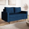 MOTIVENA Leo 2-Sitzer Schlafsofa, 160 cm Breit, Schlafsofa mit Schlaffunktion, Samt Sofa Blau