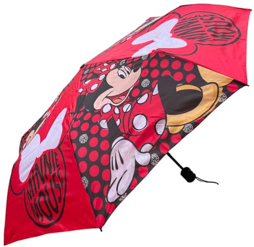 Regenschirm faltbar Kinder Minnie Disney Gestell Fiberglas 8 Speichen Taschenschirm, rot