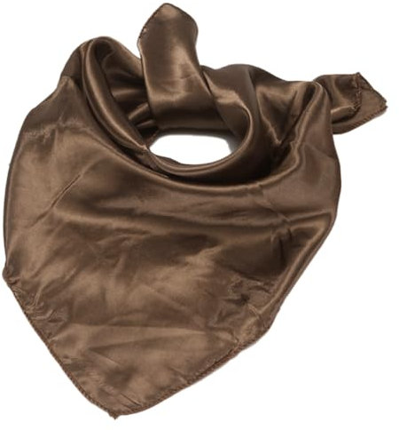 Whakano Einfarbig Seidenschal Damen 50x50cm,Elegante Seidentuch Kopftuch,Bandana,Quadratische Schals,Klein Weich Quadratisch Seidenschal,Handgelenkriemen,Stirnbänder,Geschenkfür Damen Frauen,Braun