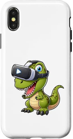 Hülle für iPhone X/XS Lustiger Dino T-Rex Virtual Reality VR