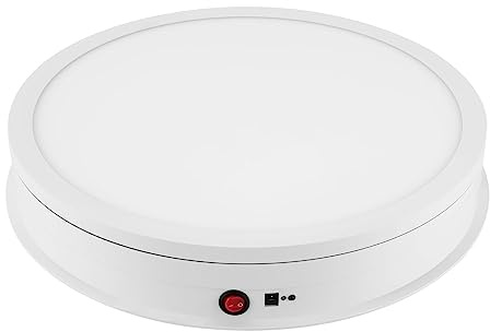 HPDTZ Elektrischer Drehteller 42cm LED Display Stand mit Fernbedienung für Schmuck, Uhren, Modelle , 360° Rotation, Einstellbare Beleuchtung ( Weiß )