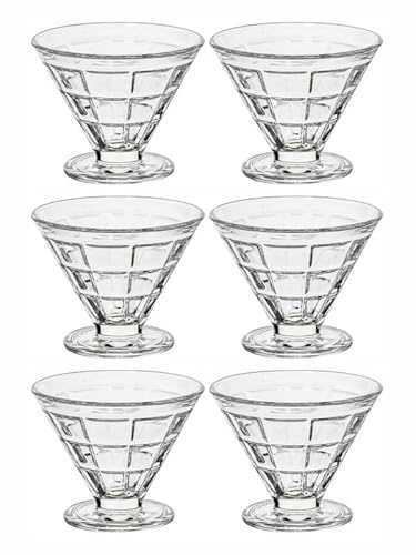ORGIN-PARS Bols à crème glacée en verre 290 ml de qualité luxueuse 100% sans plomb avec base, bols à dessert pour crème glacée, trifle, parfait, coupes pour crème glacée et dessert pour fruits