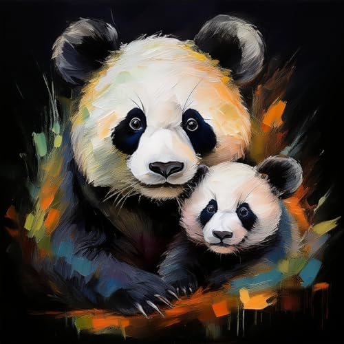 Merchandise for Fans Poster Bild Kunstdruck Wandbild Leinwand Canvas Gemälde 30x30cm - Panda Pandabär China 02