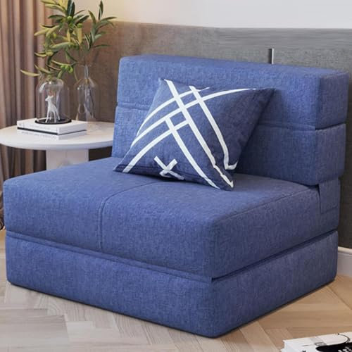 Tri Folding Sofa Mattress Memory Foam Convertible Chair Bed Couch Blue Medium