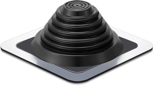 Yaocom Metall-Dachlüftung, Schornstein, blinkend, für Rohrdurchmesser, 1/4-5-3/4 Hülse, quadratischer Boden, EPDM-Ofenentlüftung (1 Stück, 20,3 cm)