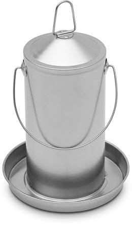 Agrarzone Hühnertränke Edelstahl 4 Liter - rostfrei & leicht zu reinigen - Geflügeltränke für Hühner, Küken & Vogeltränke - hängende Wassertränke Hühner Tränke
