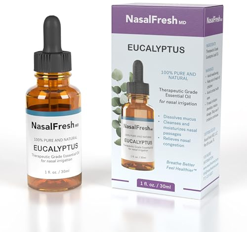 NasalFresh MD – Ätherisches Eukalyptusöl – Nasenspülung – Befreit die Nase – Nasenspülzusatz – Hochwertiges ätherisches Öl – Reinigt & befeuchtet die Nasengänge – 30 ml