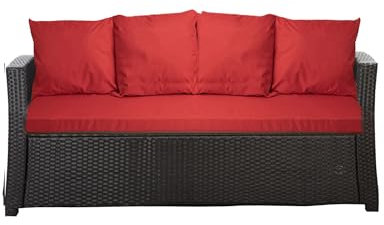 Setgarden® Bankauflage - Outdoor sitzkissen für Gartenbank für polyrattan- Polster Auflage Outdoor - Bankpolster Auflage für Hollywoodschaukel Rattan Sitzbank (Rot, 170x60x50cm)