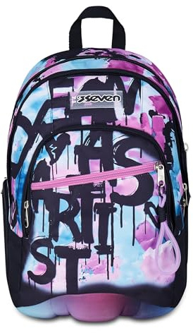 Seven Zaino Scuola Dual, Azzurro Fucsia, Doppio Scomparto Da 31 L, Con Tasca Per PC, Tasca Per Borraccia e Tasca Con Organizer, Zaino Scuola Media e Superiore, Zaino Ragazza