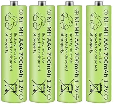4 Pack AAA Rechargeable Batteries, 1.2V Ni-MH 700mAh High-Capacity AAA Battery Rechargeable, Cycle Used More Than 500 Times