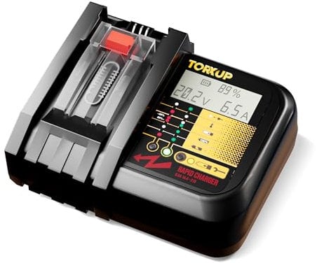 Torxup 5.0ah in 45 Mins RAPID Charger for Lithium Batteries – Fast Charging for Compatible with Makita & Torxup14.4V-20V LXT Li-ion Batteries | LCD Display, Smart Cooling, and Overheat Protection
