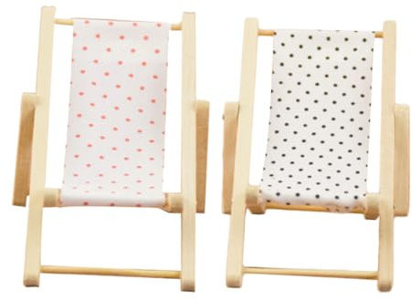 PHENOFICE 2 Stück Puppenhausmöbel, Miniaturstühle, Miniatur Loungesessel, Mini Hausdekoration, Strandkorbzubehör, Miniatur Klappstühle, Miniatur Strandkorb, Modell, Mini Stuhl