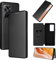 Kompatibel mit ZTE Axon 40 Pro, luxuriöse Hybrid-Schutzhülle aus Karbonfaser, PU und TPU, vollständiger Schutz, stoßfest, Klapphülle, kompatibel mit ZTE Axon 40 Pro (Schwarz)
