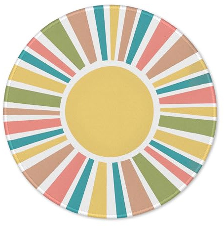 ZNGFON Retro Rainbow Colorful Sun Aesthetic Round Gaming Mouse Pad, Retro Rainbow Sunrise Sunset Round Mousepads for Desk Home Office Computers Laptop Accessories, Boho Office Supplies, 7.9x7.9 Inch