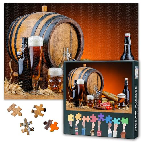 Bier Puzzles 1000 Stücke Für Erwachsene Bier Und Lebensmittel Puzzle1000 Stücke Für Erwachsene Kunstwerk Home Decor Herausfordernde Weinkeller Puzzles Perfekt Für Familie Spiel 50cmx70cm