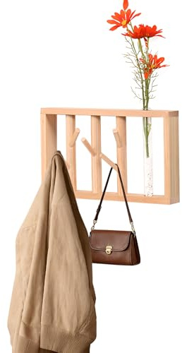 Vookkp Äste Wandgarderobe, Rustikale Kleiderhaken Holz mit 5 Haken, Natur Garderobenpaneel, Deko Kleiderhaken aus Ästen, Recyclingholz Wandhaken, Flurgarderobe, Hakenleiste