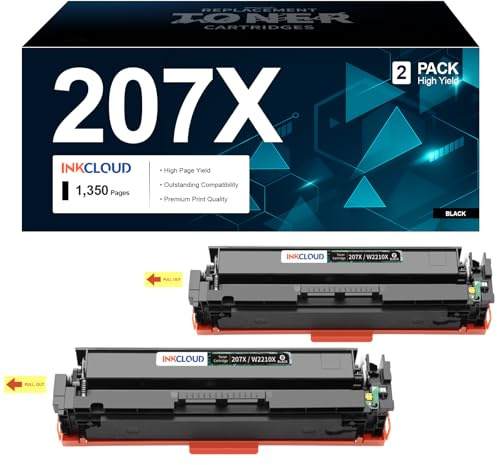 INKCLOUD 207X Toner, 2 Schwarz, Mit Chip | Kompatibel für HP 207X W2210X Toner Schwarz, 207X Für Color Laserjet Pro MFP M283fdw M283fdn M255dw M282nw