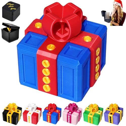 Nervige Geschenkbox, 8 cm Prank Box mit Schrauben, 3D Surprise Geschenkbox, Enthält Eine 3 cm Finger Schachtel, Finger in Der Box (Blau)