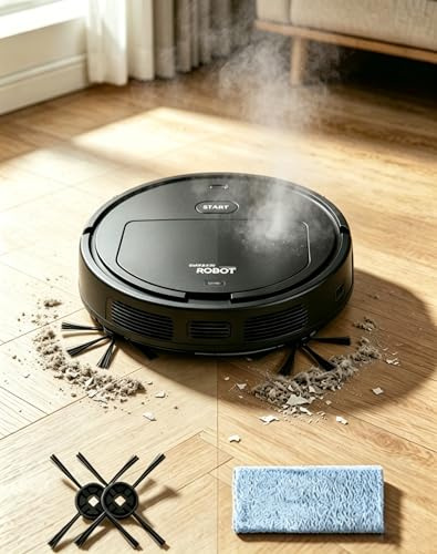 Dustpro Robot Vacuum Cleaner Effortless Home Cleaning, One Touch Operation Floor Sweeper, No Complicated App or WiFi Setup for Daily Housework Runs Softly Without Disturbing Your Family (Black)