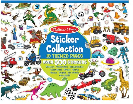 Melissa & Doug Sticker Collection Book: Dinosaurier, Vehicles, Raum, and mehr - 500+ Aufkleber (Pack of 1)