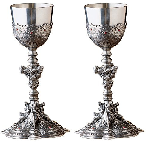Design Toscano Florentinische Santa Croce-Kelche aus Zinn: 2er-Set