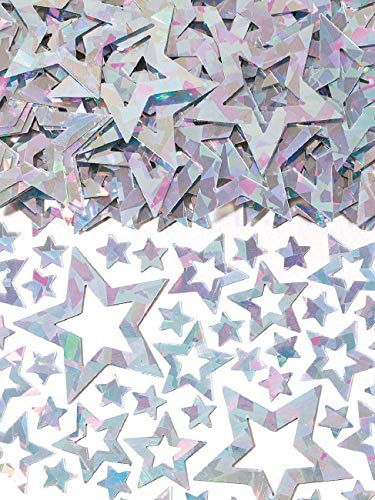 Amscan INT36828-18 - Konfetti Star Shimmer, Folie, 14 g, silber, Sterne, Streudeko, Tischdekoration, Geburtstag, Karneval