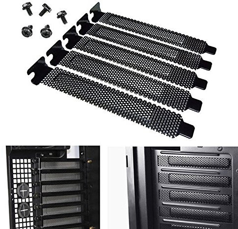 5 x schwarz PCI-Slot Bezug Staub Filter Abdeckplatte harter Stahl mit Schraube