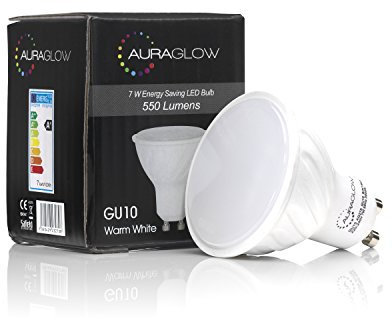 Auraglow Energiesparlampe 7w LED GU10 Spot Warmes Weiß 3000k 550 Lumen Leuchtmittel, Entspricht 70w
