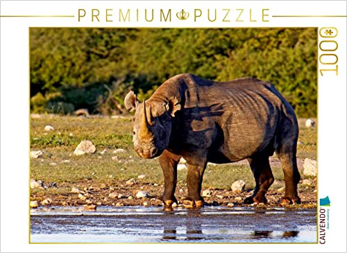 CALVENDO Puzzle Nashorn im Etosha NP, Namibia | 1000 Teile Lege-Größe 64 x 48 cm Foto-Puzzle für glückliche Stunden