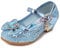 FStory&Winyee Mädchen Prinzessin Sandalen mit Absatz Kinder ELSA Schuhe Partei Glitzer Kristall Mädchen Kostüm Zubehör Karneval Verkleidung Party Aufführung Fasching Tanzball, Blau, 34 EU
