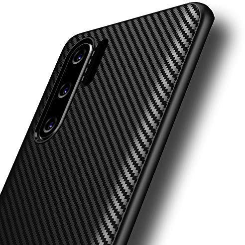 AVANA Hülle für Huawei P30 Pro, P30 Pro New Edition Schutzhülle Flexibles Slim Case Schwarz Schutz Silikon TPU Kratzfest Kohlefaser Bumper Cover Carbon Optik