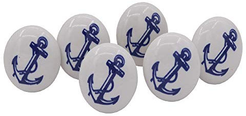 THDC Tiradores náuticos para cajones, pomo de cajón, pomo de armario, tirador de armario de cocina, pomo de puerta, tiradores de puerta (juego de 6) (ancla con cuerda)